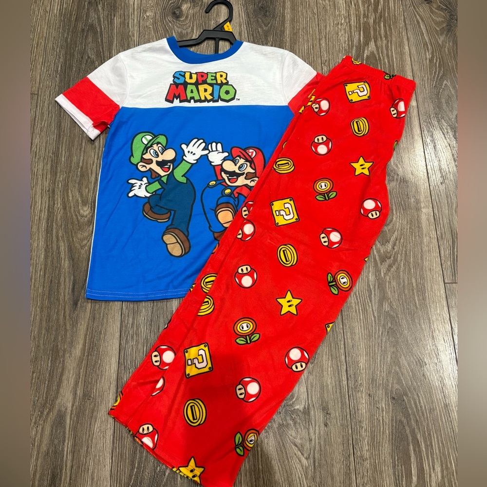 Nintendo Super Mario Kids Pajama Set - White, Blue, and Red